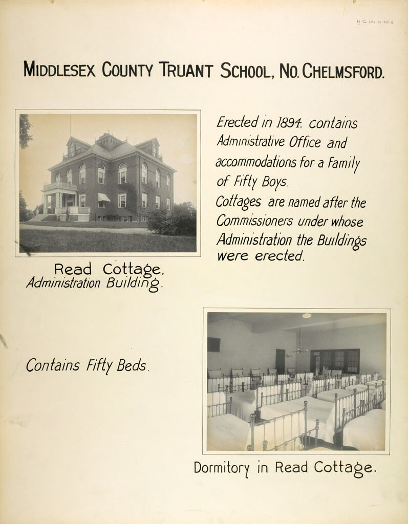 Crime, Children, Truant Schools: United States. Massachusetts. North Chelmsford. Middlesex County Truant School: Middlesex County Truant School, No. Chelmsford.