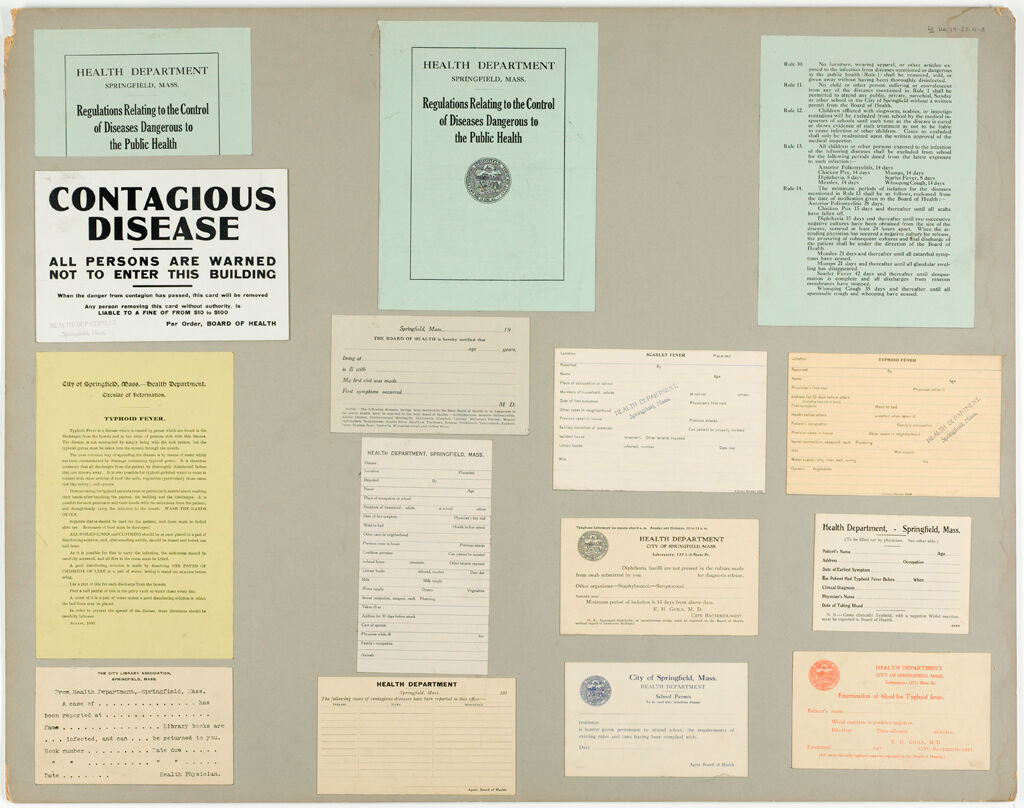 Health, General: United States. Massachusetts. Springfield. Board Of Health Forms