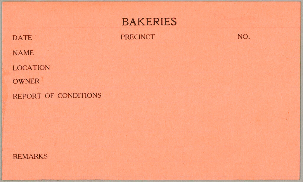 Health, General: United States. Massachusetts. Revere. Board Of Health Forms: Bakeries