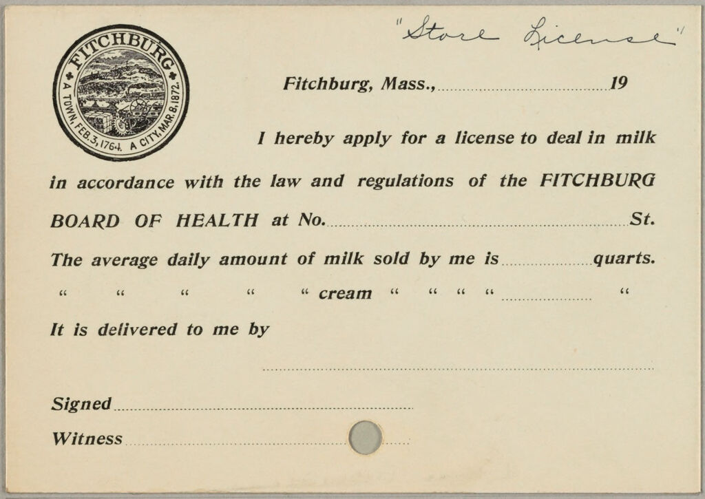 Health, General: United States. Massachusetts. Fitchburg. Health Forms: 