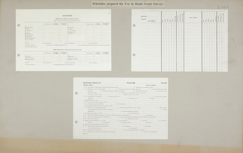 Miscellaneous: United States. Social Surveys: Schedules Prepared For Use In Rural Social Surveys