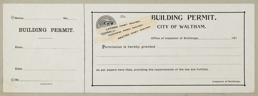 Housing, Improved: United States. Massachusetts. Waltham. Massachusetts Building Permits: Building Permit. City Of Waltham.