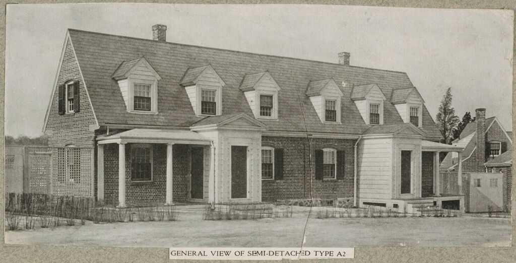 Housing, Improved: United States. Connecticut. Fairfield And Lordship. Bridgeport Housing Company: General View Of Semi-Detached Type A2