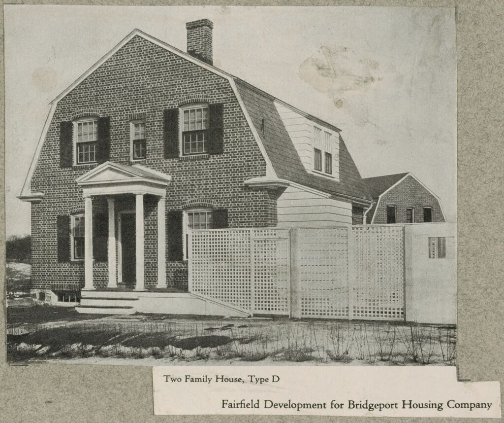 Housing, Improved: United States. Connecticut. Fairfield And Lordship. Bridgeport Housing Company: Two Family House, Type D. Fairfield Development For Bridgeport Housing Company