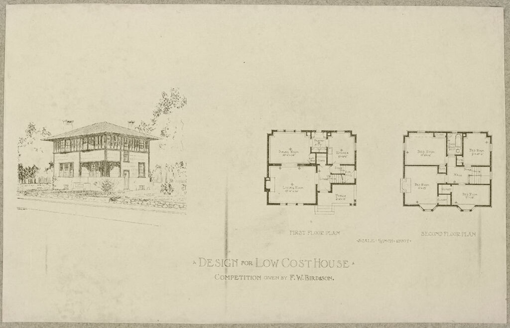 Housing, Improved: United States. Massachusetts. Walpole. Housing Exhibit Of George B. Post & Sons: Neponset Garden Village. Bird & Son, Walpole, Mass.: John Nolen. Landscape Architect: Design For Low Cost House. Competition Given By F.w. Bird & Son.