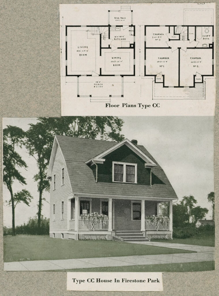 Housing, Improved: United States. Ohio. Akron. Housing Exhibit Of George B. Post & Sons: Firestone Park, Akron. Firestone Tire & Rubber Co.: Alling S. Deforest. Landscape Architect.: Type Cc House In Firestone Park. Floor Plans Type Cc