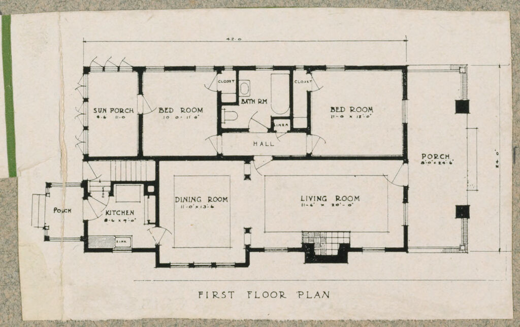 Housing, Improved: United States. Ohio. Akron. Housing Exhibit Of George B. Post & Sons: Firestone Park, Akron. Firestone Tire & Rubber Co.: Alling S. Deforest. Landscape Architect.: First Floor Plan