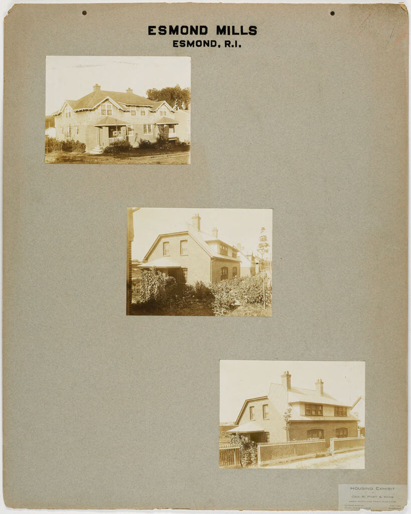 Housing, Improved: United States. Rhode Island. Esmond. Housing Exhibit Of George B. Post & Sons: Esmond Mills. Esmond, R.i.