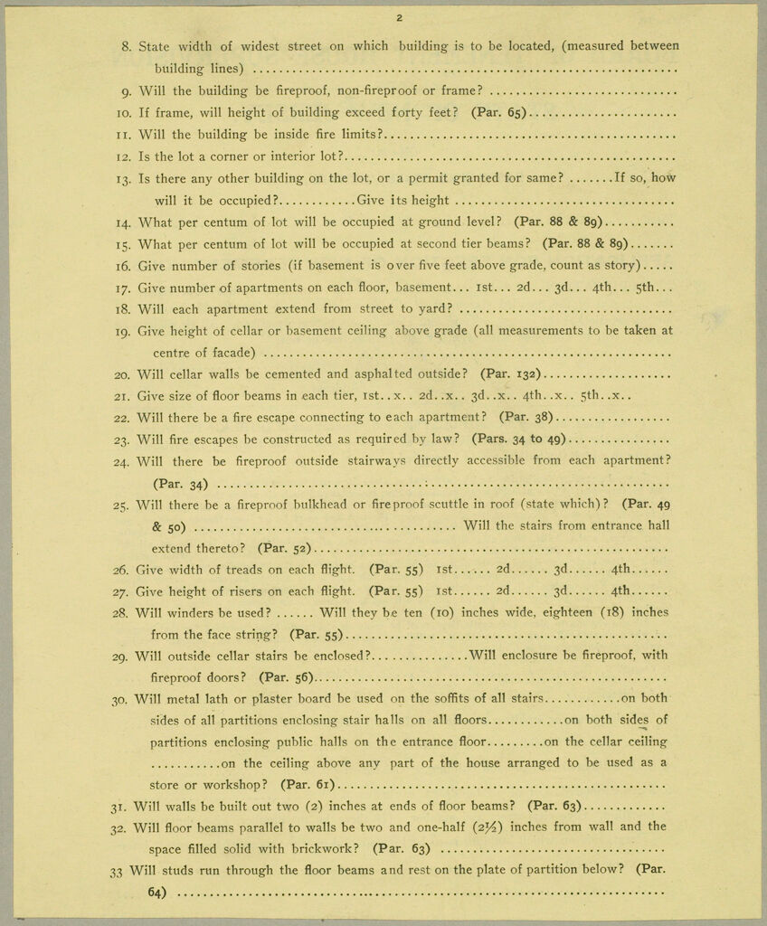 Housing, Improved: United States. New Jersey. Newark. Forms And Records Used By Tenement House Department