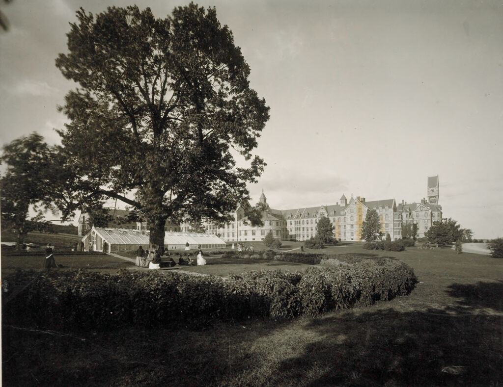Defectives, Insane: United States. Massachusetts. Worcester. Insane Asylum: Worcester Lunatic Hospital: View Of Buildings, Looking East