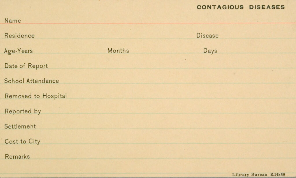 Health, General: United States. Massacusetts. New Bedford. Board Of Health Forms: Contagious Diseases