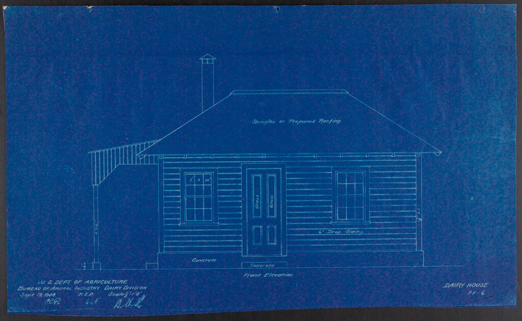 Health, General: United States: Plans Of Model Dairy House: Front Elevation