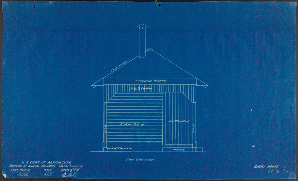 Health, General: United States: Plans Of Model Dairy House: End Elevation