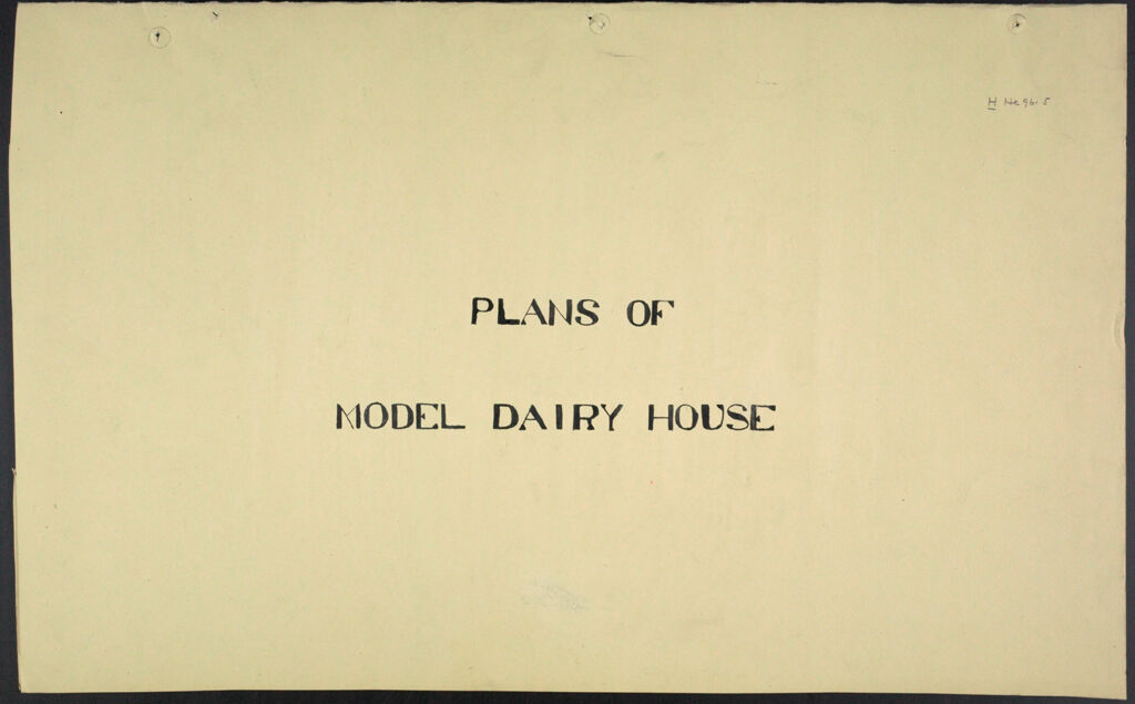 Health, General: United States: Plans Of Model Dairy House