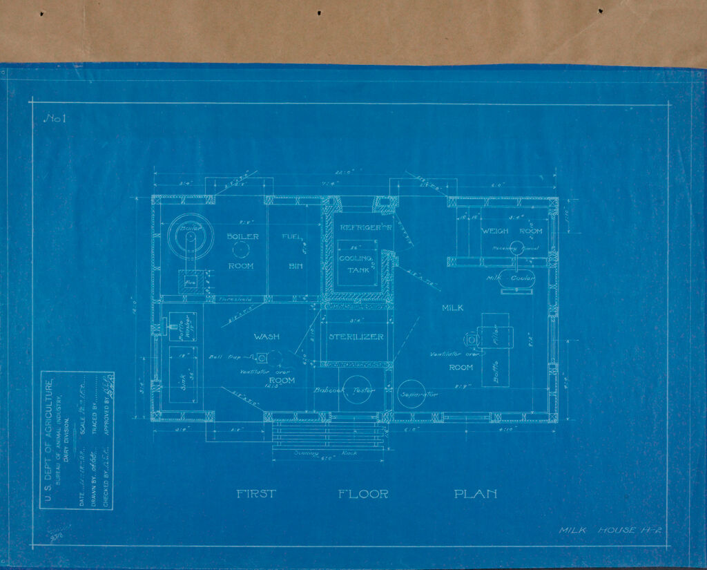Health, General: United States: Plans Of Model Milk House: First Floor Plan