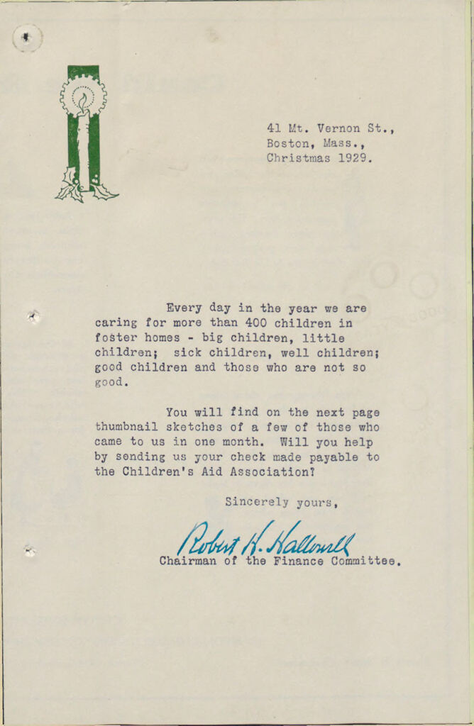 Charity, Organizations: United States. Massachusetts. Boston. Publicity For Social Work. (1) Letter Heads. (2) Inserts. (3) Subscription Blanks: Children's Aid Association. (Boston Children's Aid Society - Boston Society For The Care Of Girls)