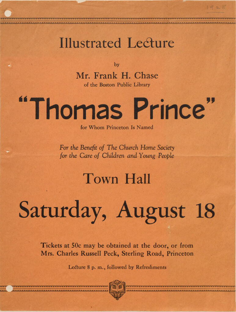 Charity, Organizations: United States. Massachusetts. Boston. Publicity For Social Work. (1) Posters And Flyers. (2) Programs With Advertisements. (3) Formal Invitations.: Illustrated Lecture By Mr. Frank H. Chase Of The Boston Public Library
