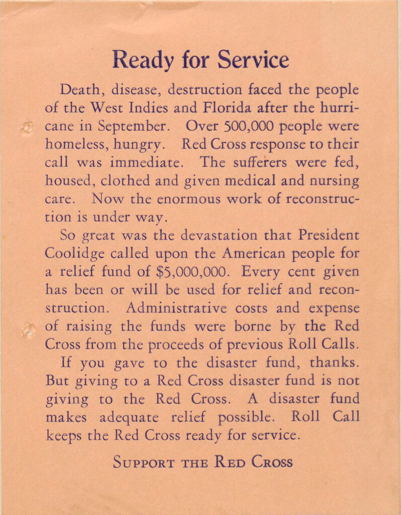 Charity, Organizations: United States. Massachusetts. Boston. Publicity For Social Work. (1) Posters And Flyers. (2) Programs With Advertisements. (3) Formal Invitations.: Ready For Service...support The Red Cross