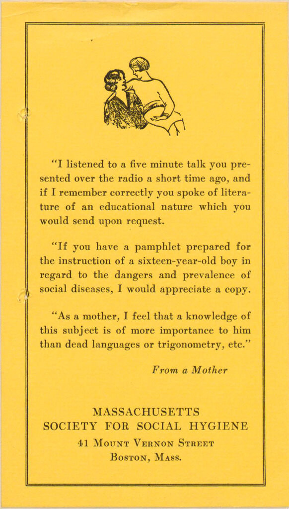Charity, Organizations: United States. Massachusetts. Boston. Publicity For Social Work. (1) Posters And Flyers. (2) Programs With Advertisements. (3) Formal Invitations.: Massachusetts Society For Social Hygiene