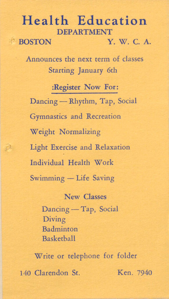 Charity, Organizations: United States. Massachusetts. Boston. Publicity For Social Work. (1) Posters And Flyers. (2) Programs With Advertisements. (3) Formal Invitations.: Health Education Department. Boston Y.w.c.a.