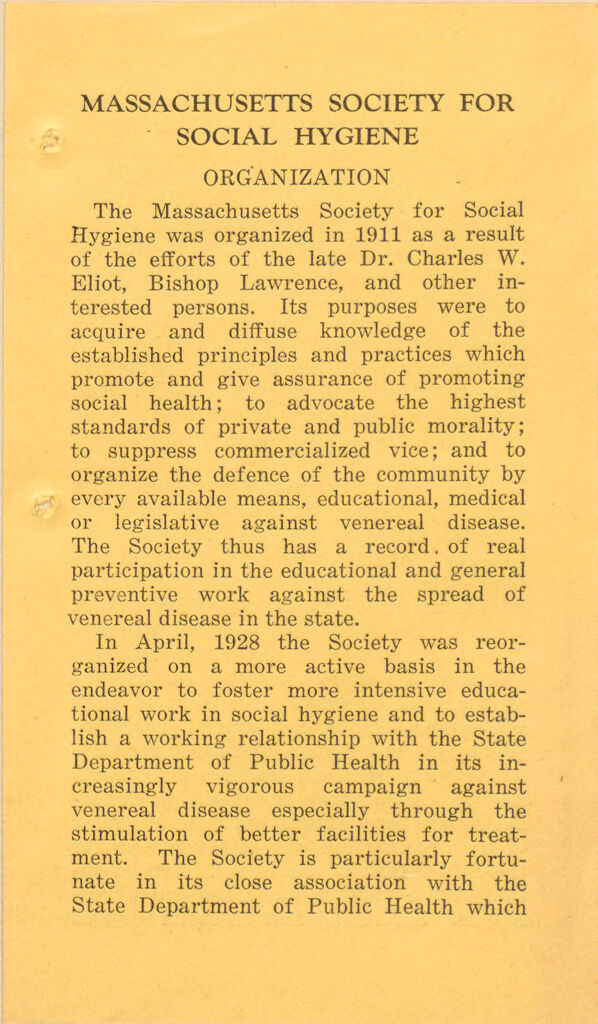 Charity, Organizations: United States. Massachusetts. Boston. Publicity For Social Work. (1) Posters And Flyers. (2) Programs With Advertisements. (3) Formal Invitations.: Massachusetts Society For Social Hygiene