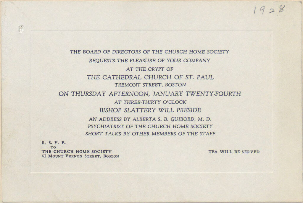 Charity, Organizations: United States. Massachusetts. Boston. Publicity For Social Work. (1) Posters And Flyers. (2) Programs With Advertisements. (3) Formal Invitations.: The Board Of Directors Of The Church Home Society Requests The Pleasure Of Your Company.