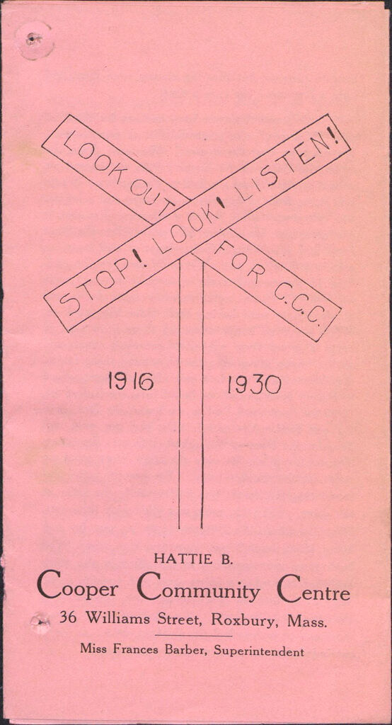 Charity, Organizations: United States. Massachusetts. Boston. Publicity For Social Work. Leaflets & Folders: Hattie B. Cooper Community Centre (Under The Charge Of The Woman's Home Missionary Society Of The Methodist Episcopal Church)