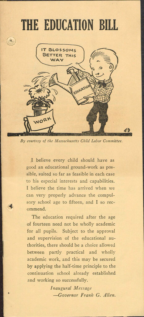 Charity, Organizations: United States. Massachusetts. Boston. Publicity For Social Work: Booklets: The Education Bill: Massachusetts Civic League, Inc.