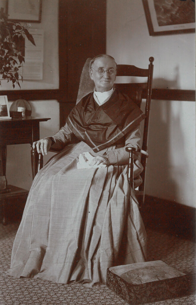 Social Revolution (?): United States. New York. Mt. Lebanon. Shaker Communities: Shaker Communities, United States: Ii. Sister Eliza Royson (In Shaker Chair)