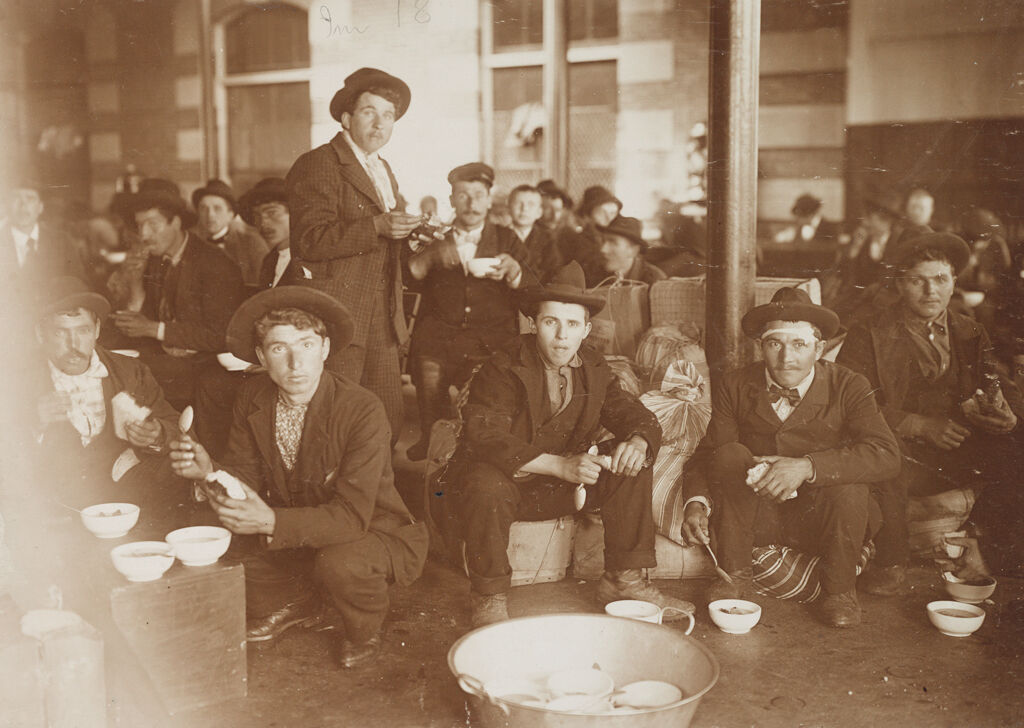 Races, Immigration: United States. New York. New York City. Immigrant Station: Regulation Of Immigration At The Port Of Entry. United States Immigrant Station, New York City. New York Detained Group: Men At Dinner