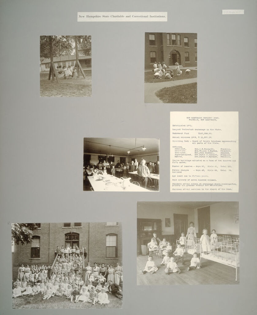 Charity, Children: United States. New Hampshire. Franklin. New Hampshire Orphans' Home: New Hampshire State Charitable And Correctional Institutions.