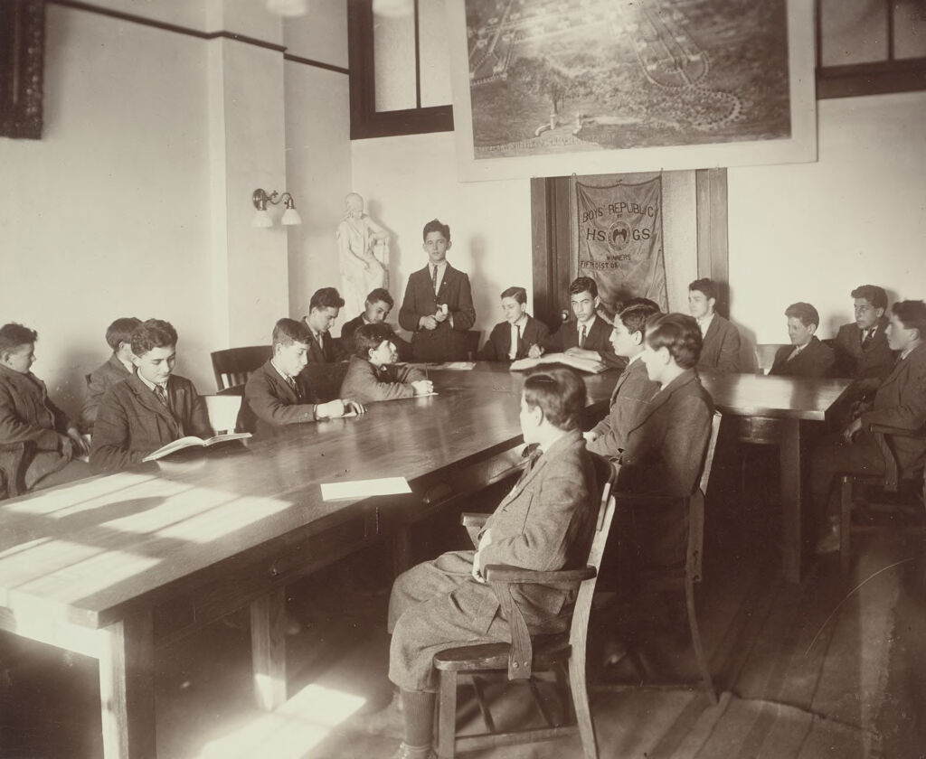 Charity, Children: United States. New York. Pleasantville. Hebrew Sheltering Guardian Society: Hebrew Sheltering Guardian Society Orphan Asylum, Pleasantville, New York: The Boys' Republic Council In Weekly Session.