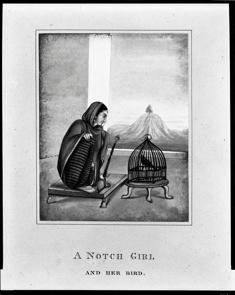 A Notch Girl And Her Bird; From An Album Entitled “Costumes Of India”