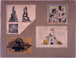 Architectural Sketches, Including House Fantasia; Verso: Hans Fuchs Sitting On The Blackboard, Preller House, Weimar; Building Design