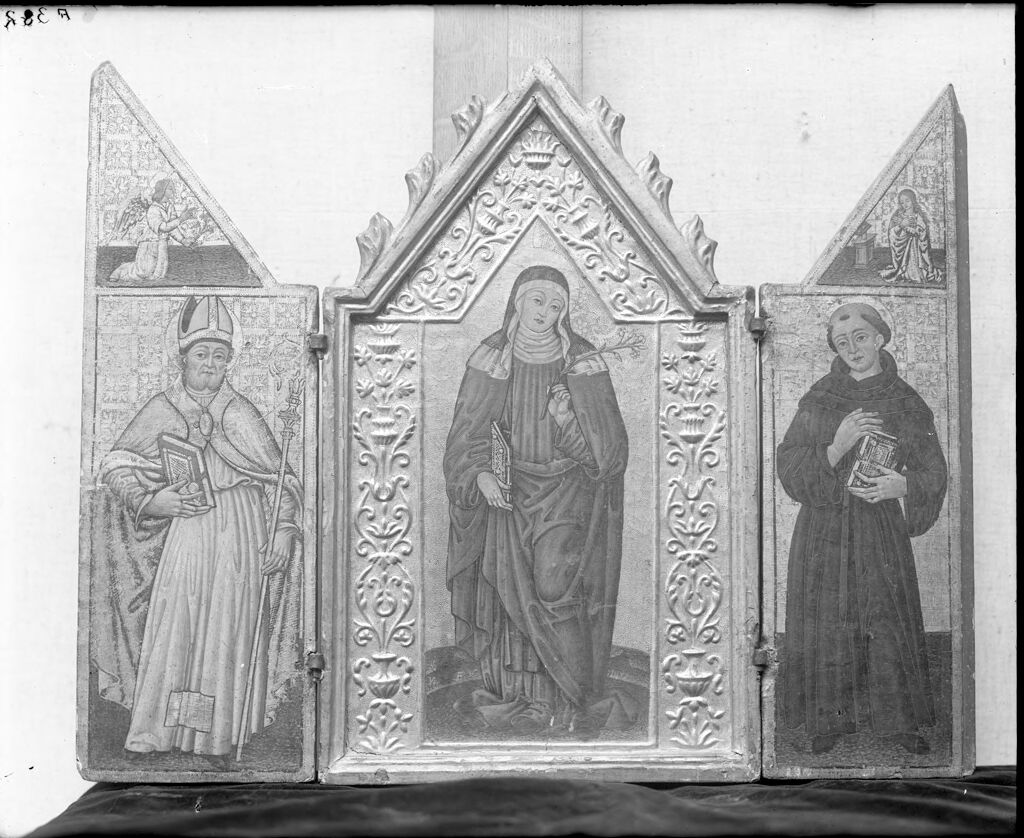 Saint Catherine; Left Panel: Saint Louis Of Toulouse (?) And The Archangel Gabriel; Right Panel: Saint Francis And The Annuniciate Virgin