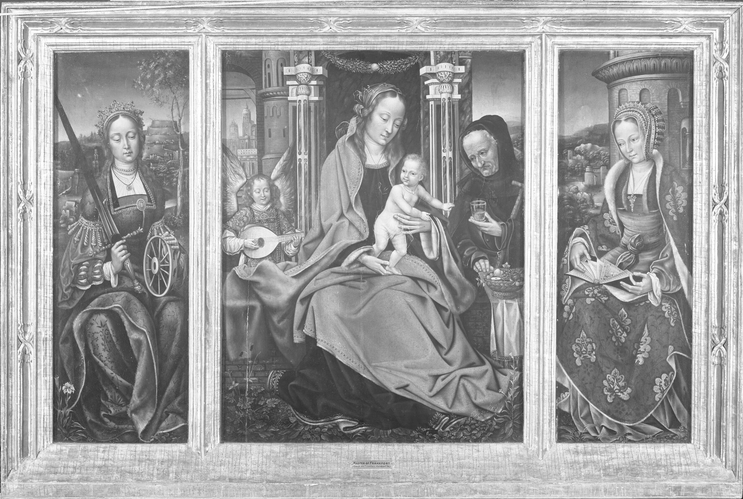 Triptych: Holy Family With An Angel (Center); Saint Catherine Of Alexandria (Left);  Saint Barbara (Right)
