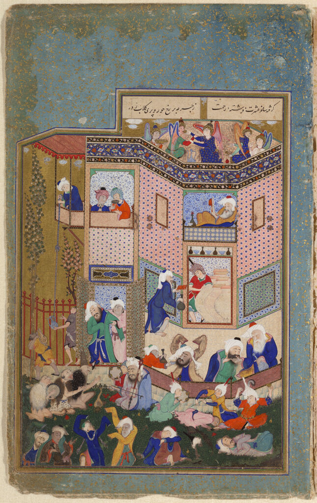 Earthly Drunkenness (Painting Recto; Text Verso), Illustrated Folio From A Manuscript Of Divan Of Hafiz