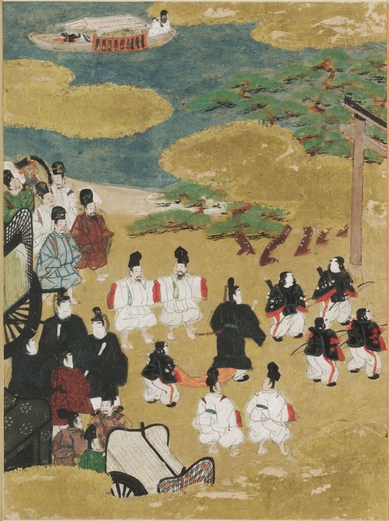 The Pilgrimage To Sumiyoshi (Miotsukushi), Illustration To Chapter 14 Of The Tale Of Genji (Genji Monogatari)