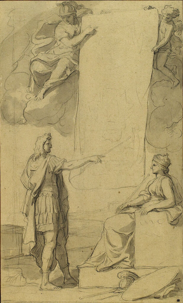 Minerva Assisting Louis Xiv With The Presentation Of An Architectural Plan To France