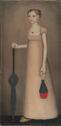 A full length portrait of a girl in a long dress, standing facing the viewer
