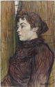 Head and torso of woman in profile facing left