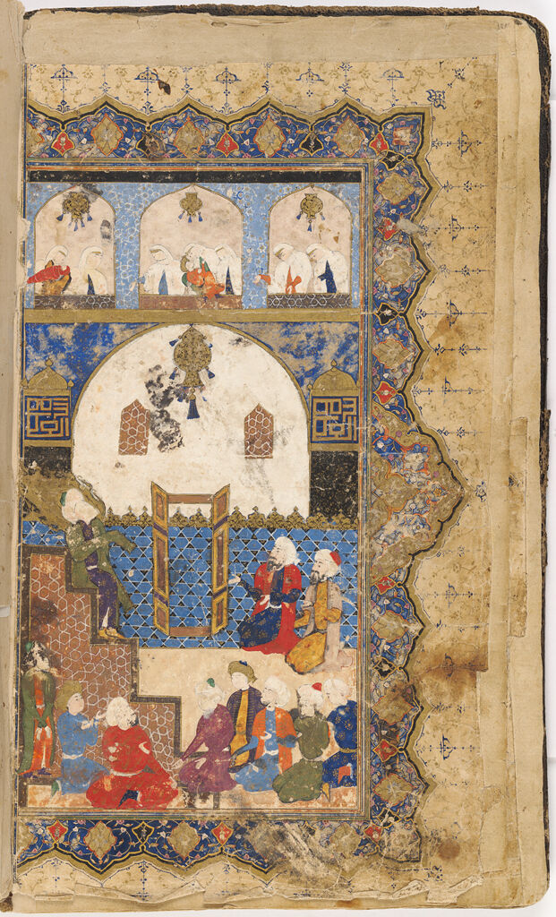 Prophet Preaching In A Mosque (Painting, Verso; Text, Recto), Folio 5 From A Manuscript Of The Qisas Al-Anbiya (Tales Of The Prophets) Of Ishaq B. Ibrahim Al-Nayshaburi