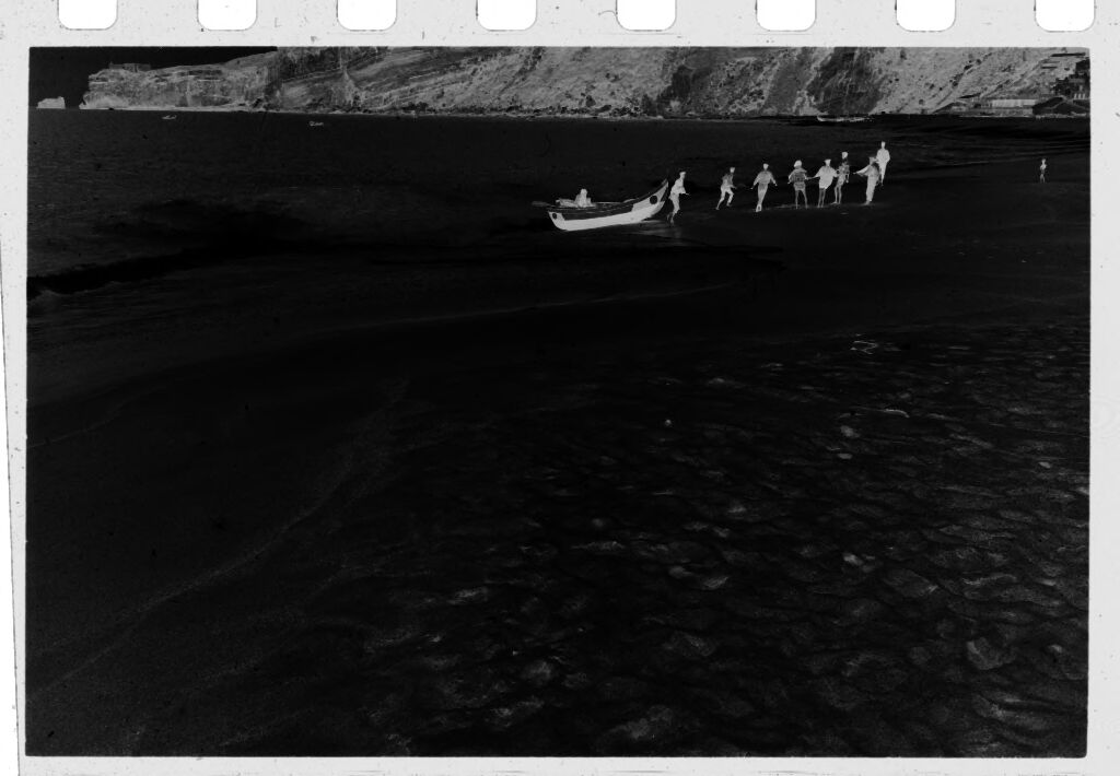 Untitled (Line Of Children Tugging Rowboat On Beach, Nazaré, Portugal)