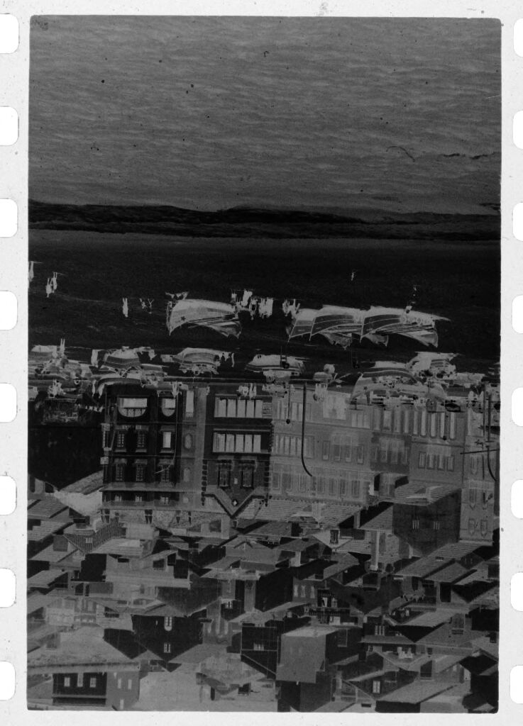 Untitled (Aerial View Of Town And Boats On Beach From Across The Water, Nazaré, Portugal)