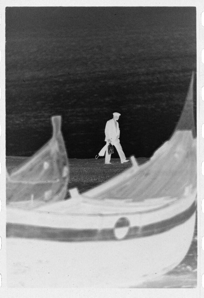 Untitled (Fishing Boats On The Beach With Man Walking In Background, Nazaré, Portugal)