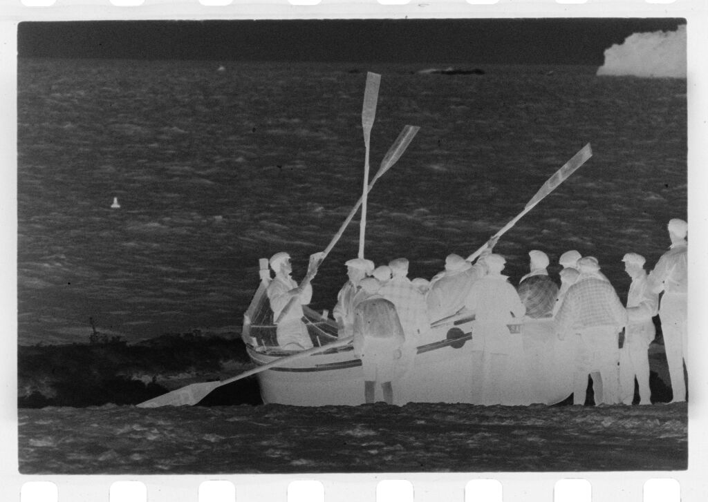Untitled (Men Pushing Fishing Boat Out To Sea, Nazaré, Portugal)