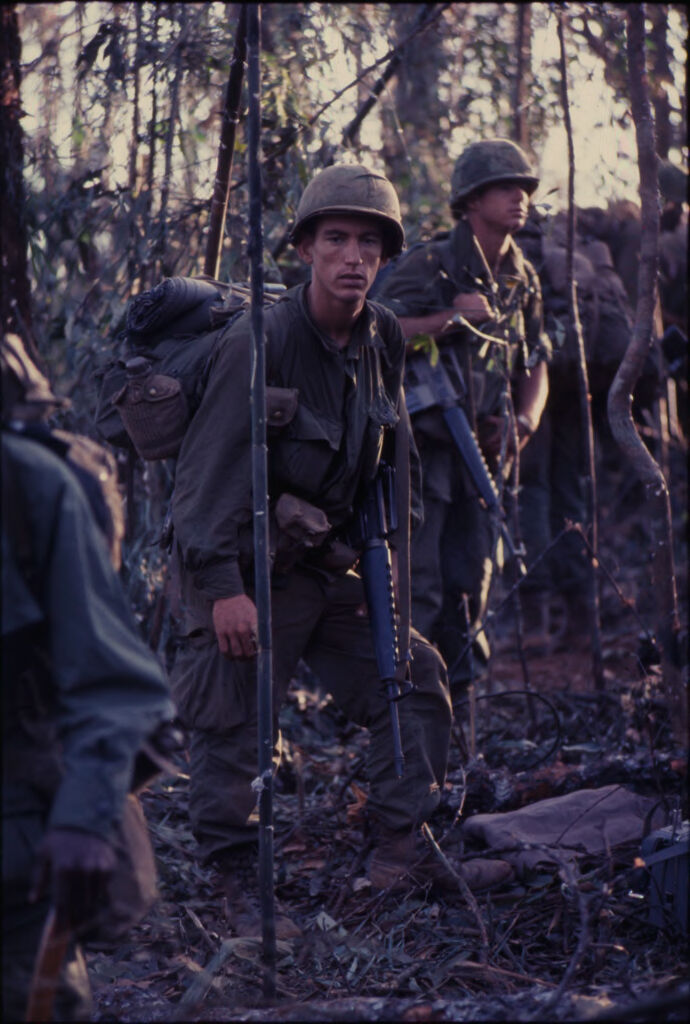 Untitled (Camouflaged Soldiers In Jungle Of Central Highlands Near Dak To, Vietnam)