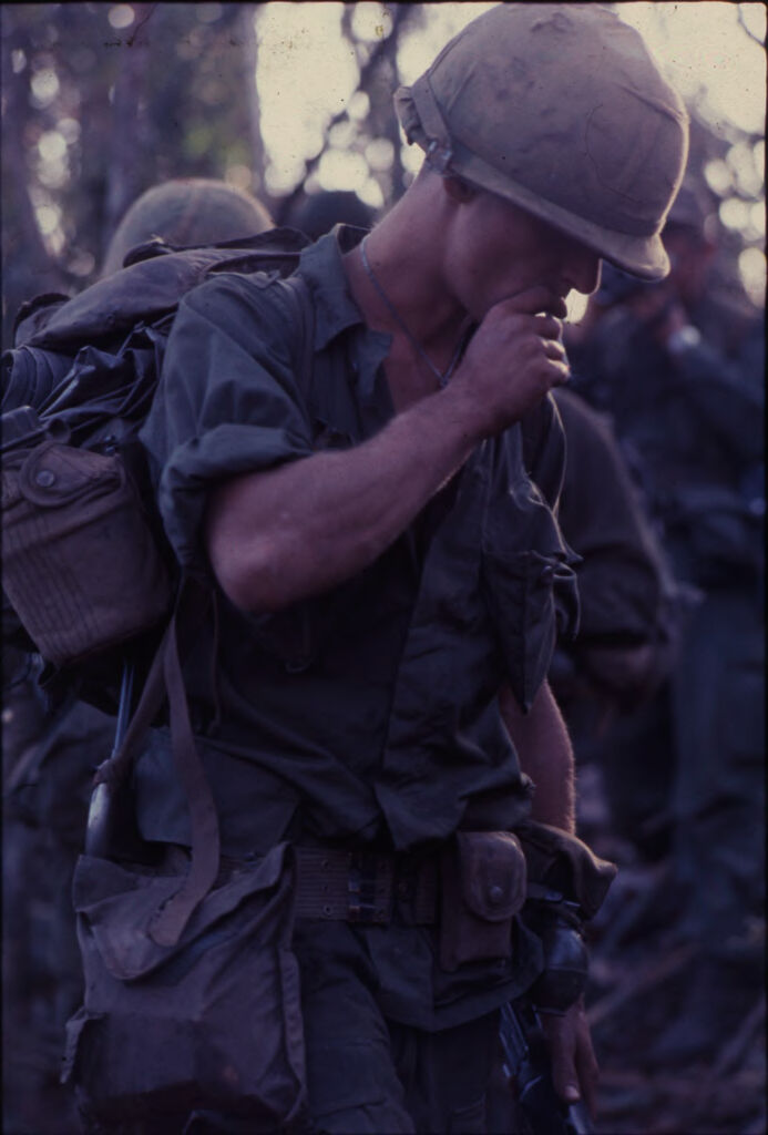 Untitled (Camouflaged Soldier, Central Highlands Near Dak To, Vietnam)