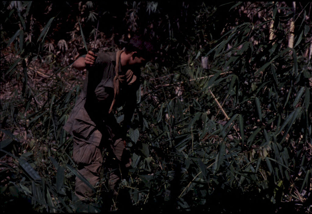 Untitled (Soldier Walking Through Brush, Central Highlands Near Dak To, Vietnam)