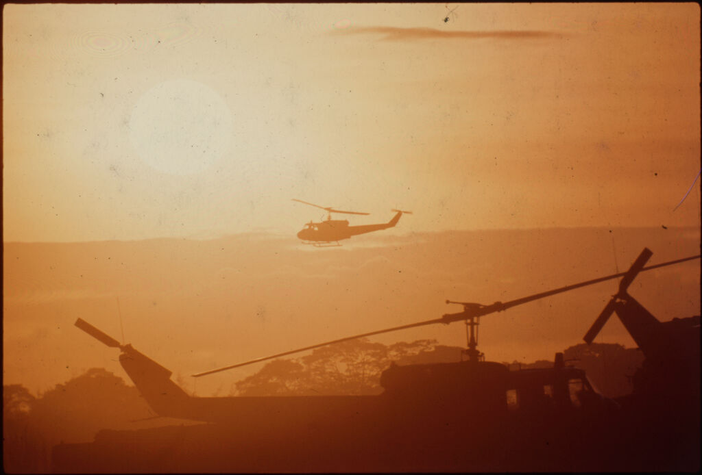 Untitled (Helicopters Silhouetted Against Setting Sun, Vietnam)